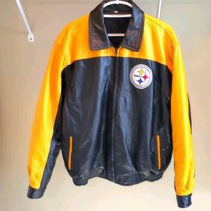 Pittsburgh Steelers Plush Leather Bomber Jacket